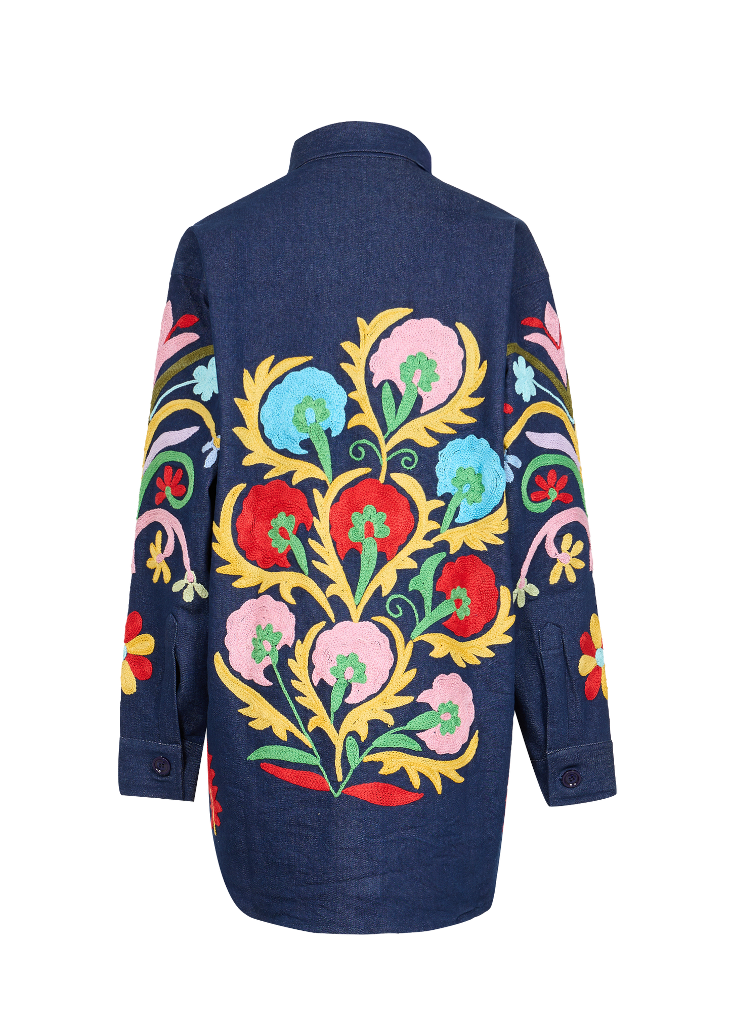 Denim Suzani Overshirt Jacket