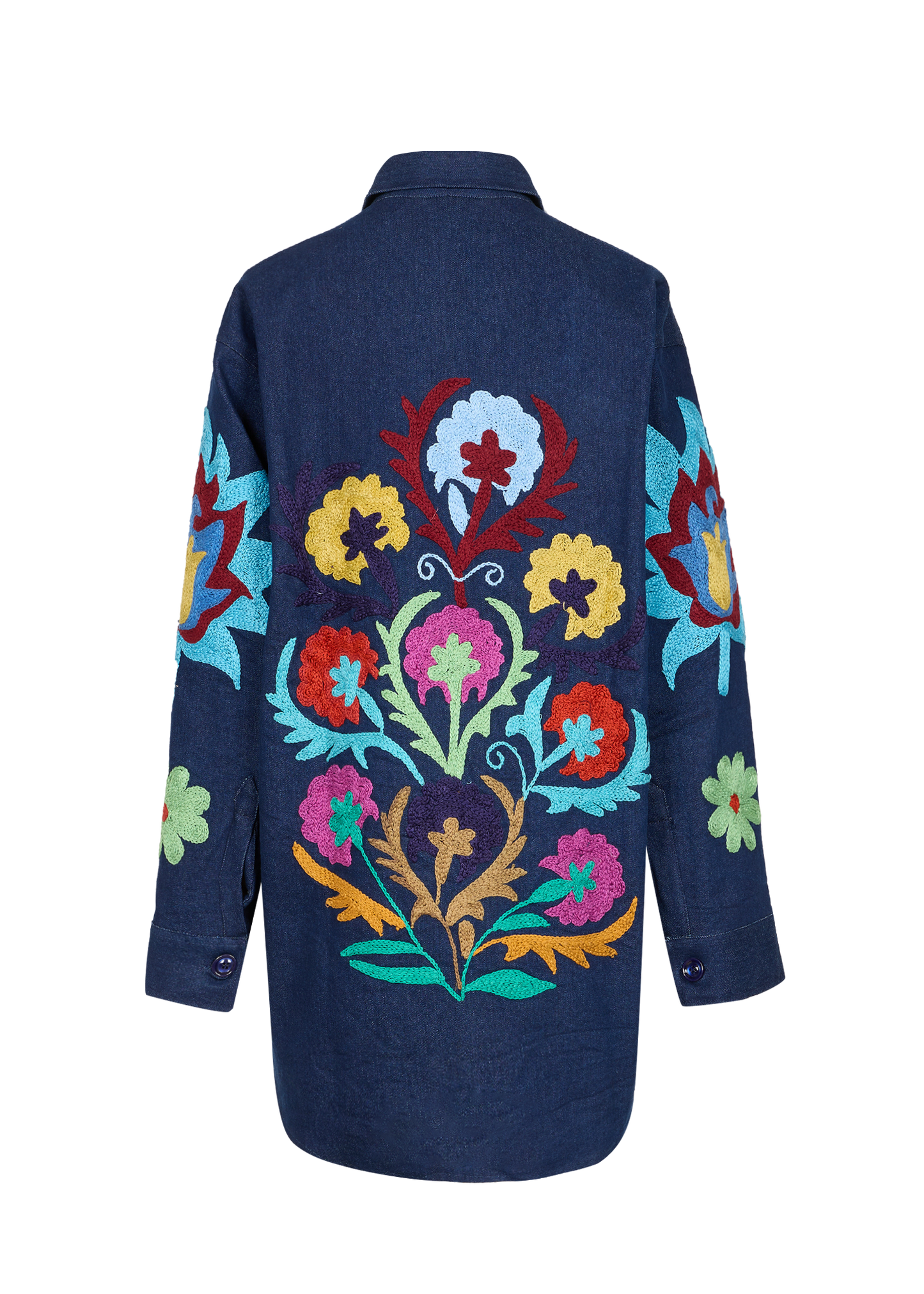 Denim Suzani Overshirt Jacket