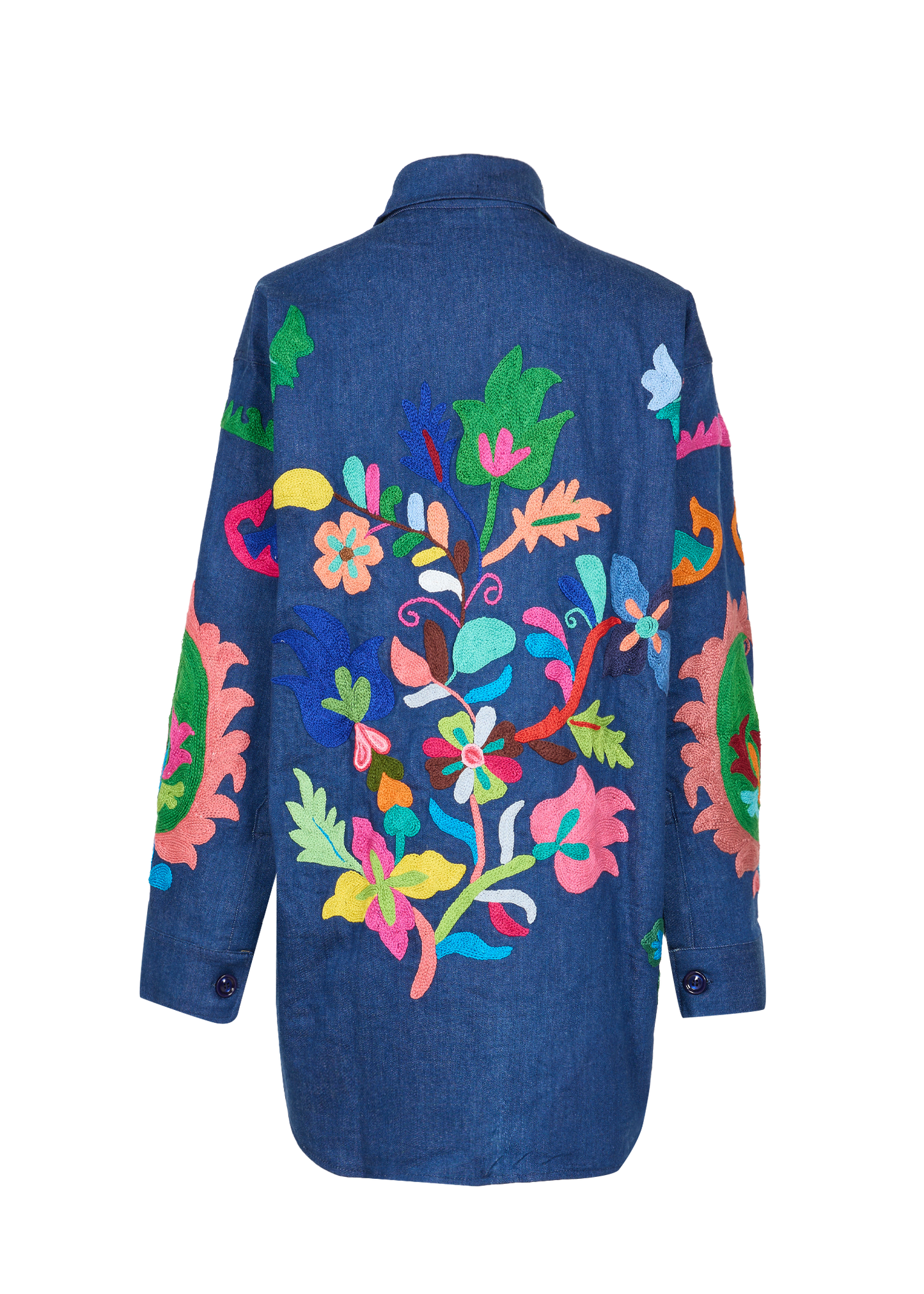 Denim Suzani Overshirt Jacket