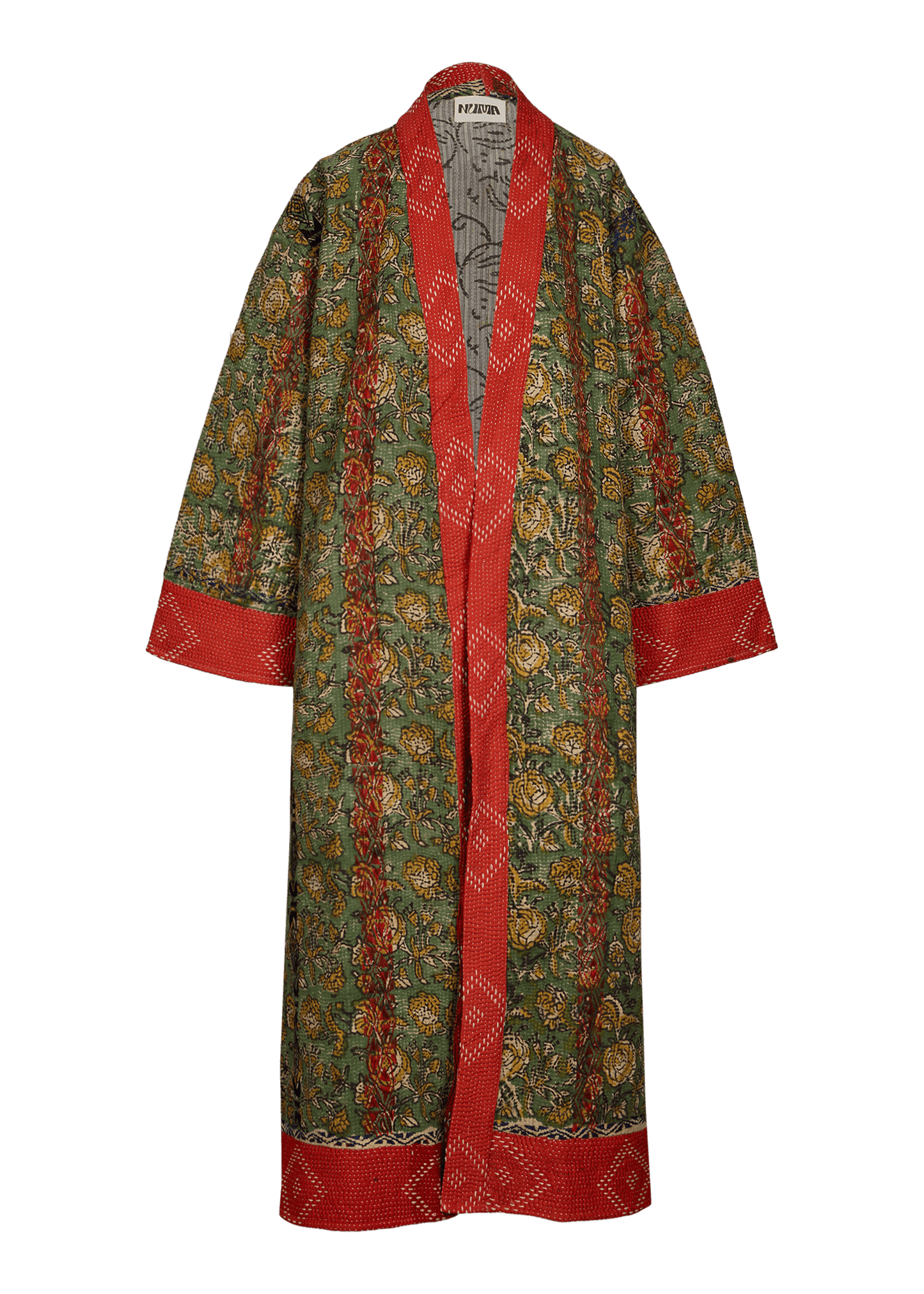 Kantha Bagru Coat (Ankle Length)