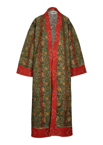 Kantha Bagru Coat (Ankle Length)