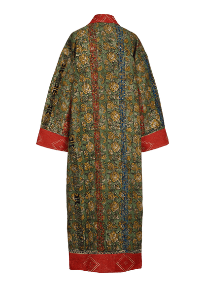 Kantha Bagru Coat (Ankle Length)