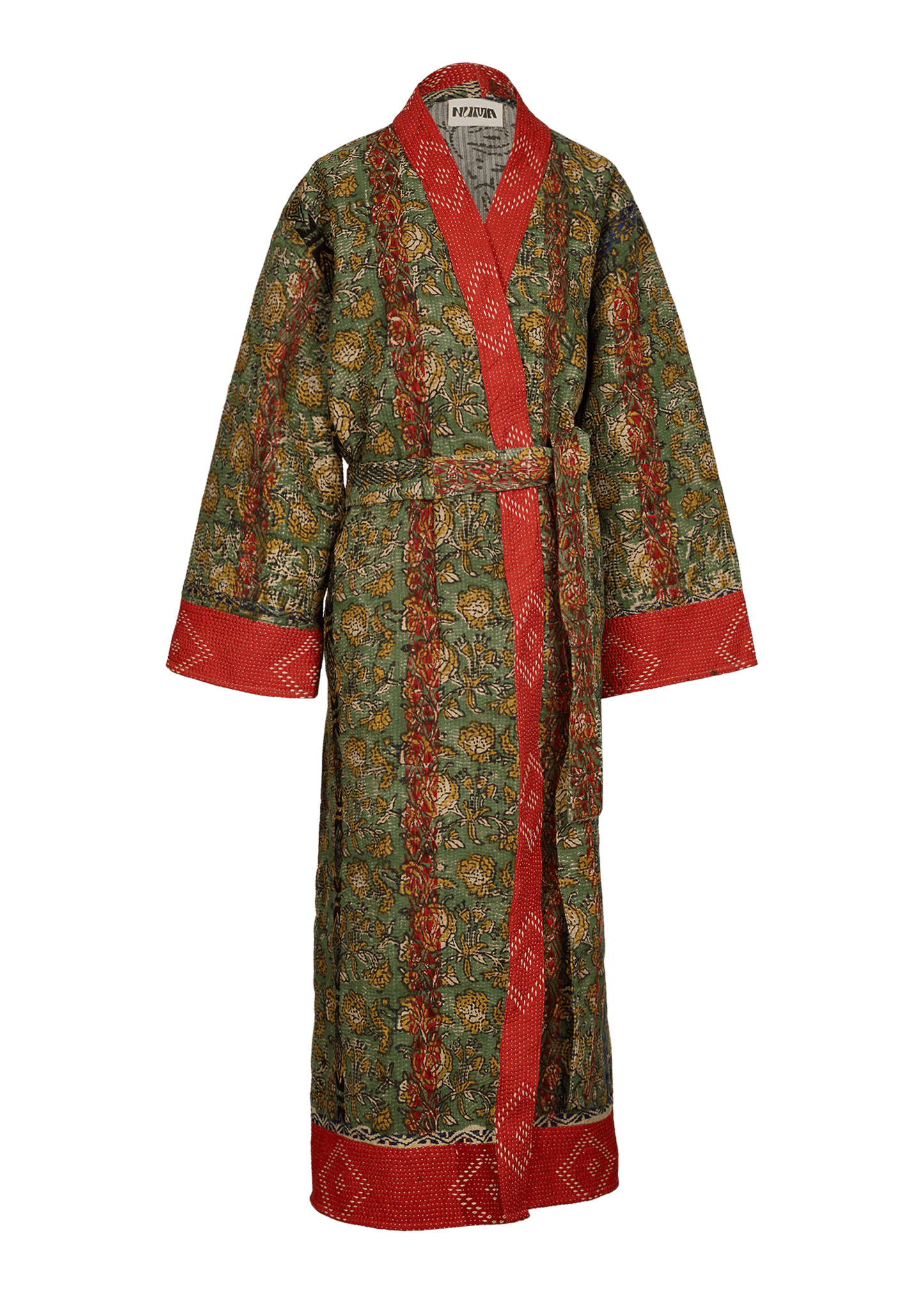 Kantha Bagru Coat (Ankle Length)