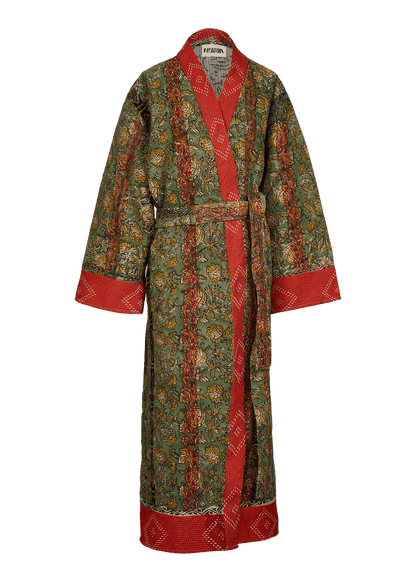 Kantha Bagru Coat (Ankle Length)