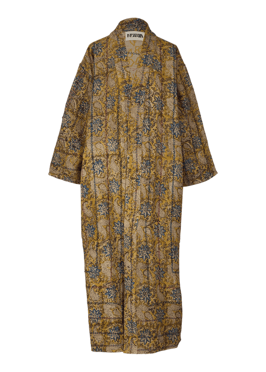 Bagru Belted Coat (Calf Length)