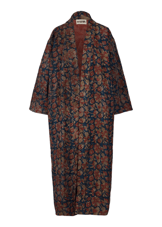 Bagru Belted Coat (Calf Length)