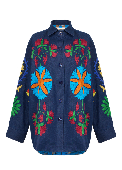 Denim Suzani Overshirt Jacket