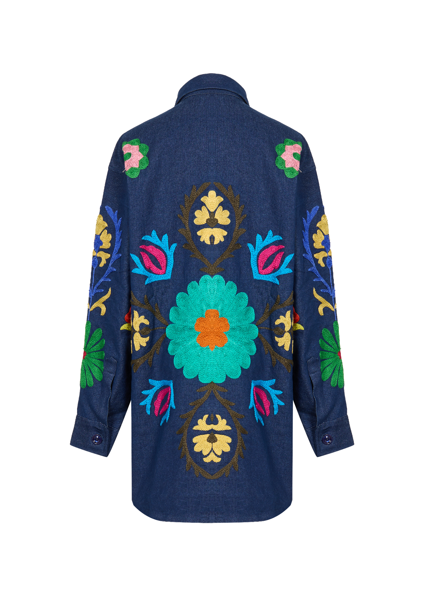 Denim Suzani Overshirt Jacket