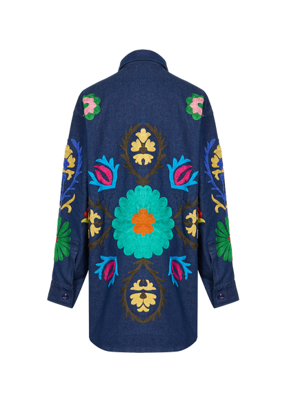 Denim Suzani Overshirt Jacket