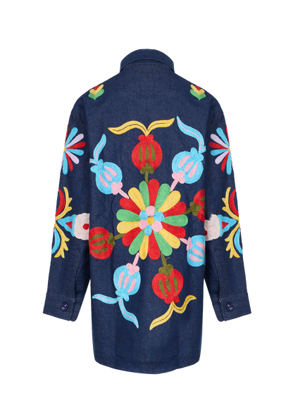 Denim Suzani Overshirt Jacket