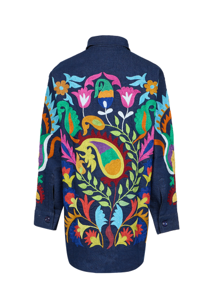 Denim Suzani Overshirt Jacket