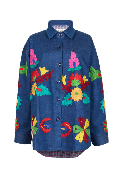 Denim Suzani Overshirt Jacket