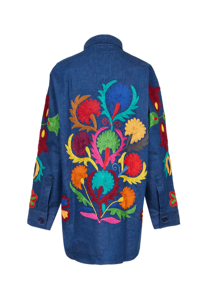 Denim Suzani Overshirt Jacket