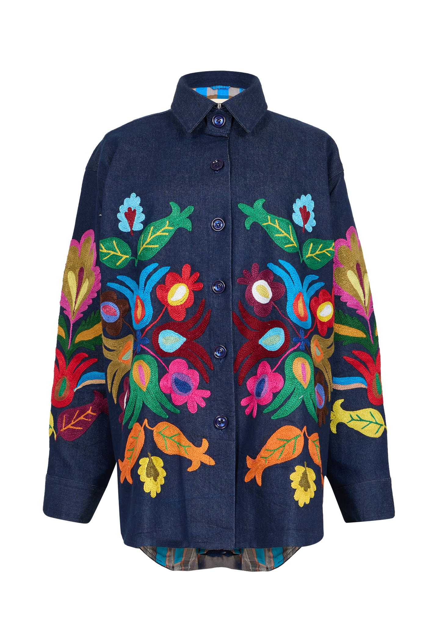 Denim Suzani Overshirt Jacket