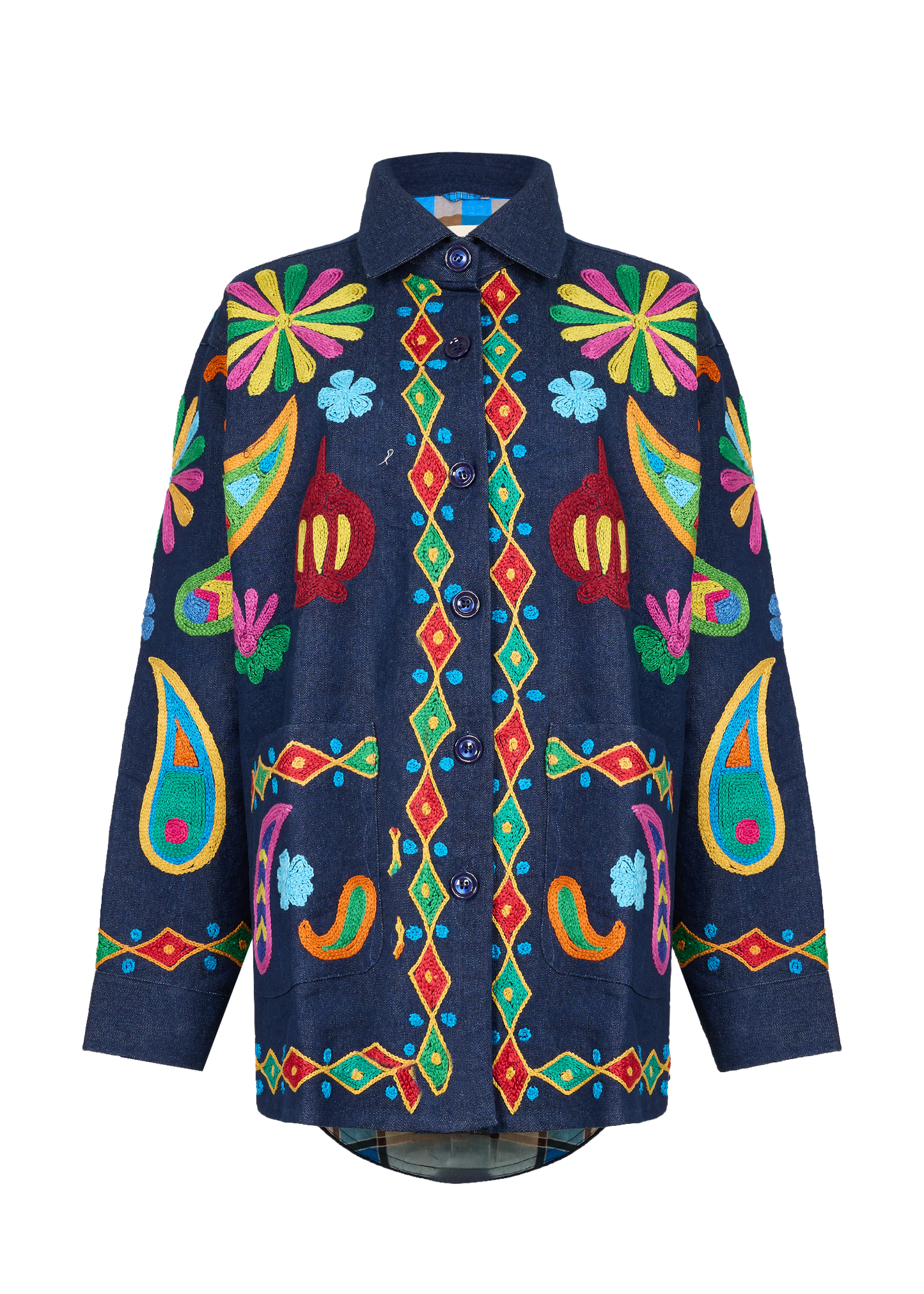 Denim Suzani Overshirt Jacket