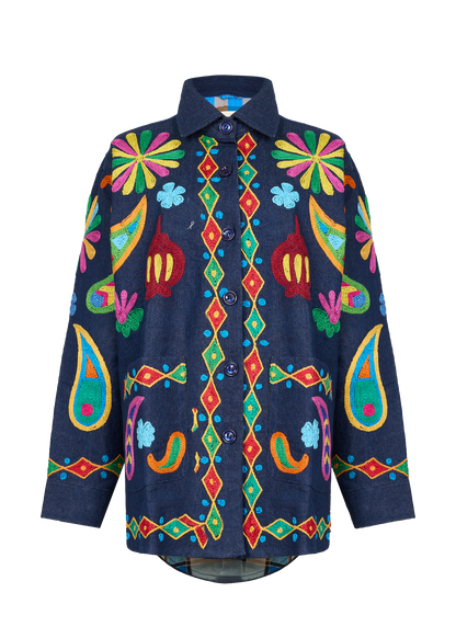 Denim Suzani Overshirt Jacket