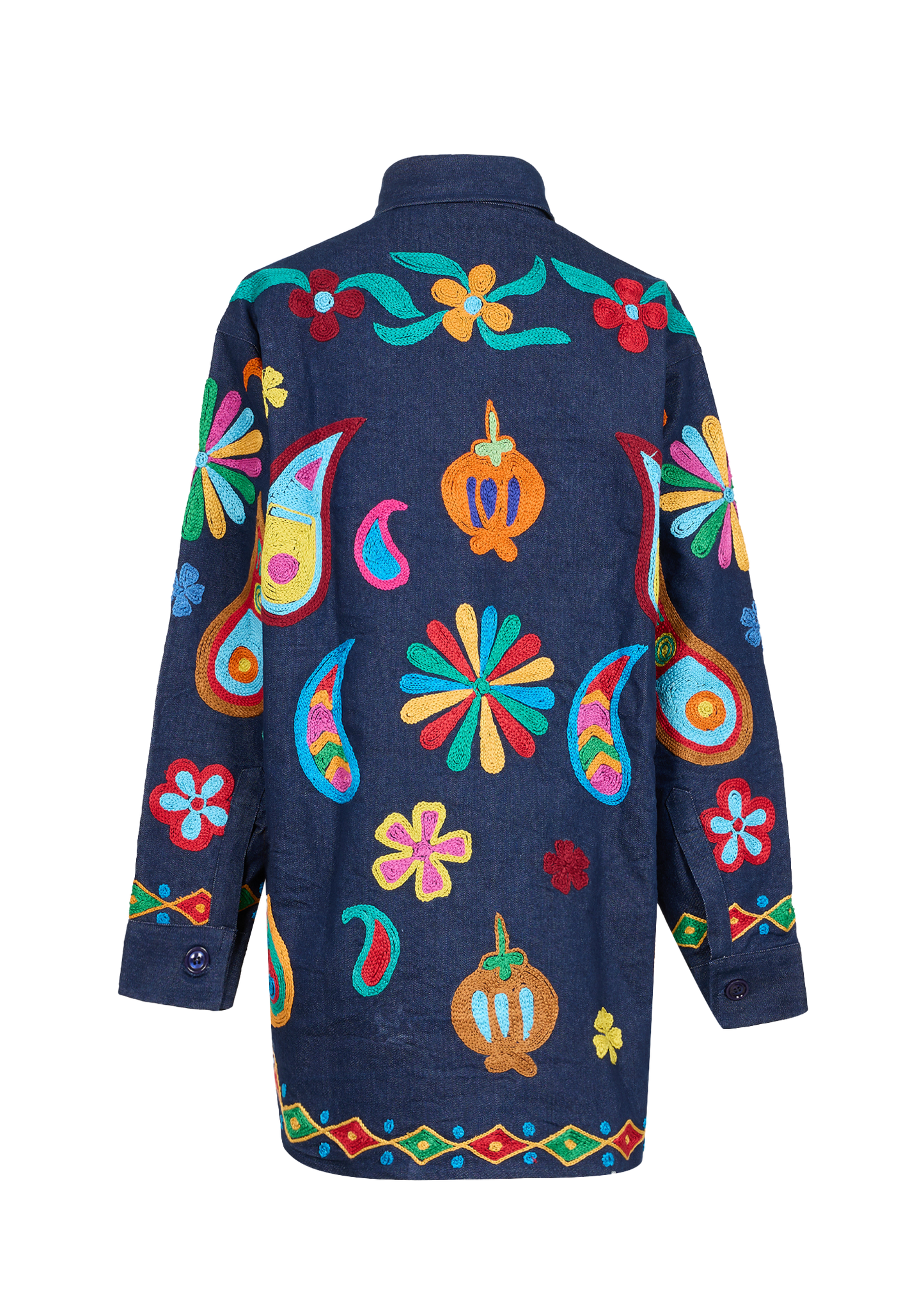 Denim Suzani Overshirt Jacket