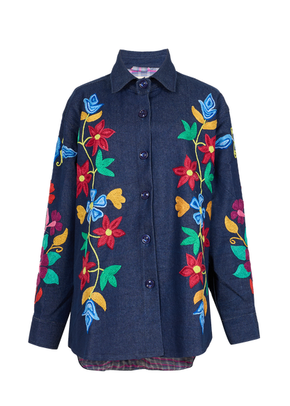 Denim Suzani Overshirt Jacket
