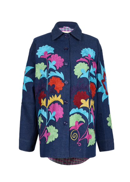 Denim Suzani Overshirt Jacket