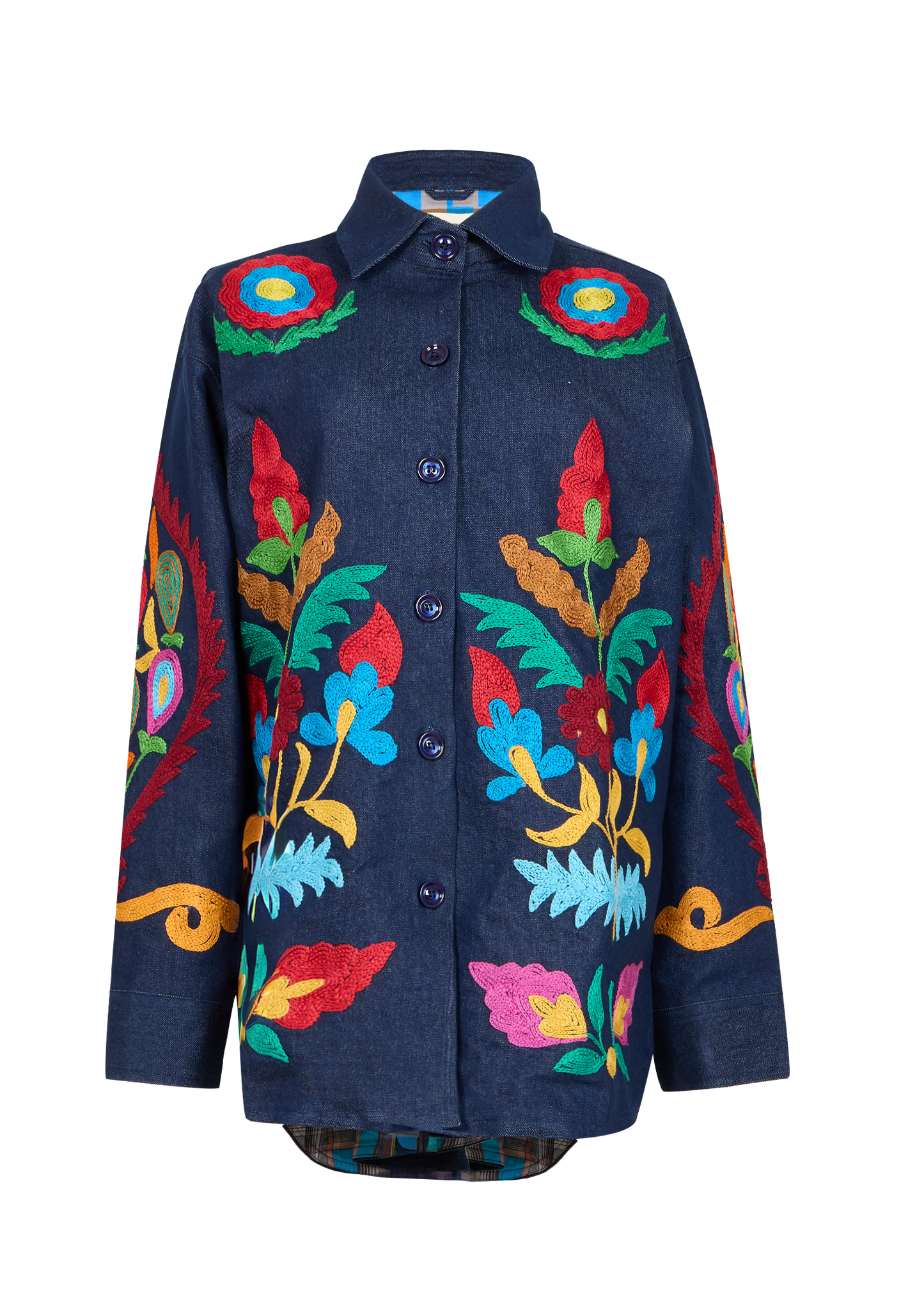 Denim Suzani Overshirt Jacket