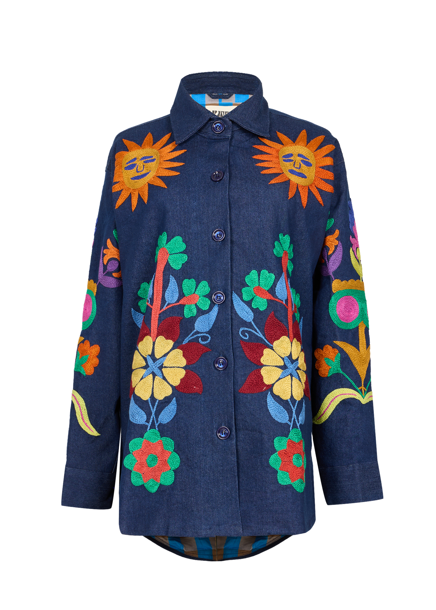 Denim Suzani Overshirt Jacket
