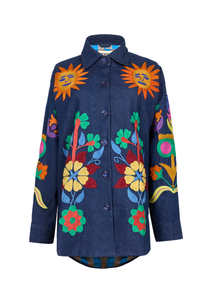 Denim Suzani Overshirt Jacket
