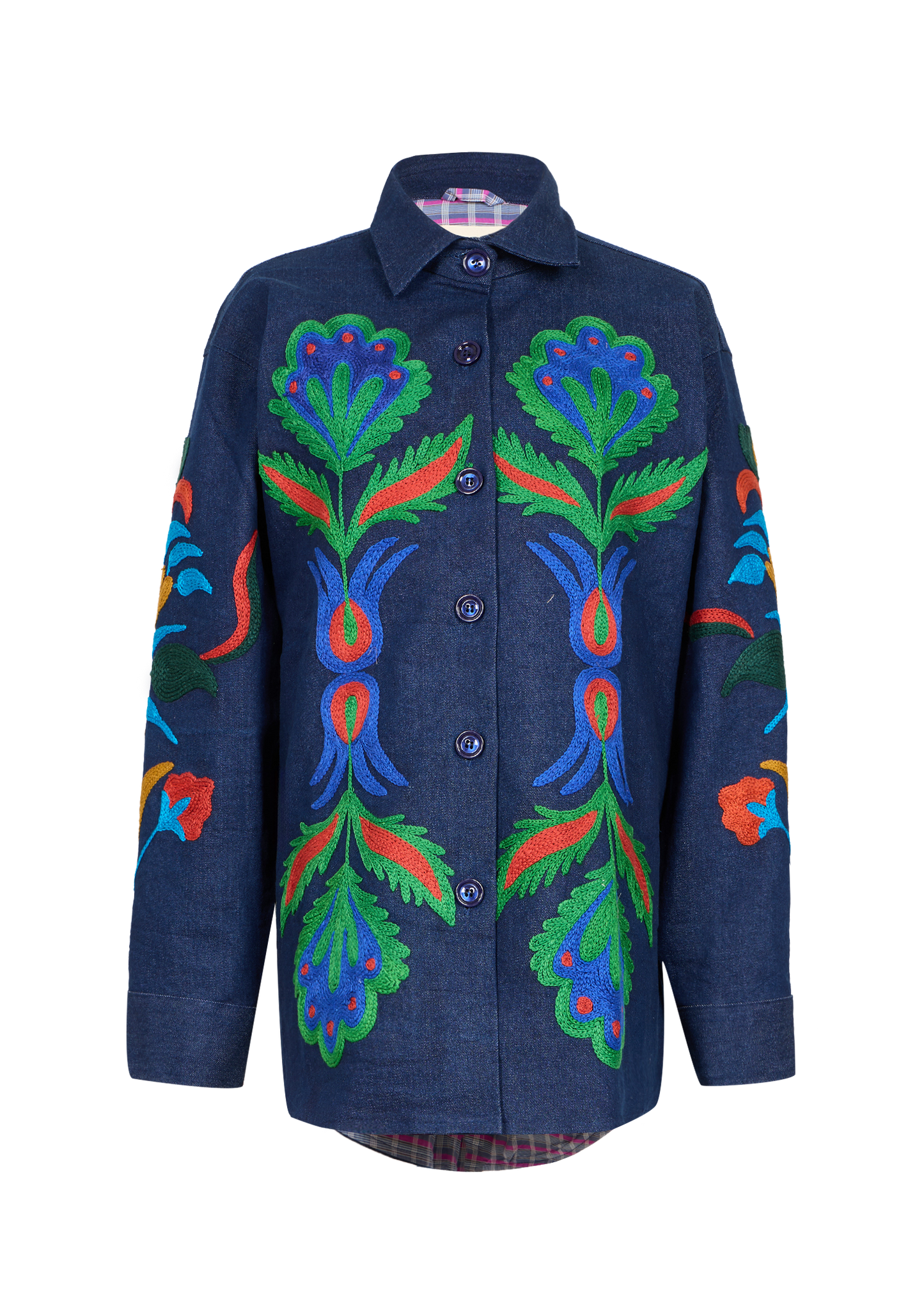 Denim Suzani Overshirt Jacket