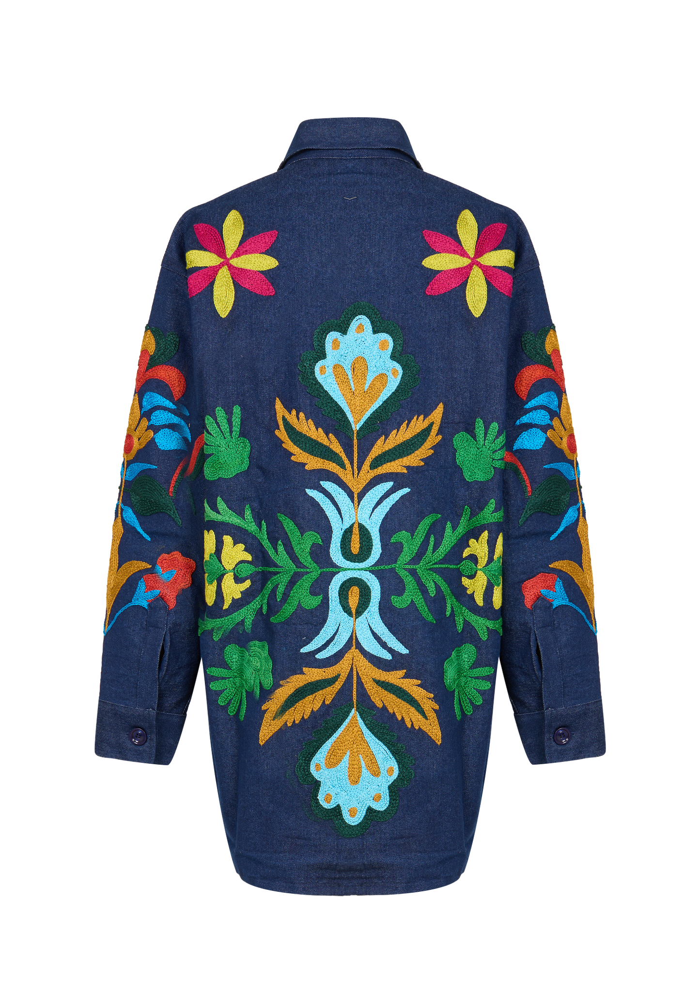 Denim Suzani Overshirt Jacket
