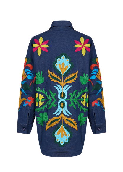 Denim Suzani Overshirt Jacket