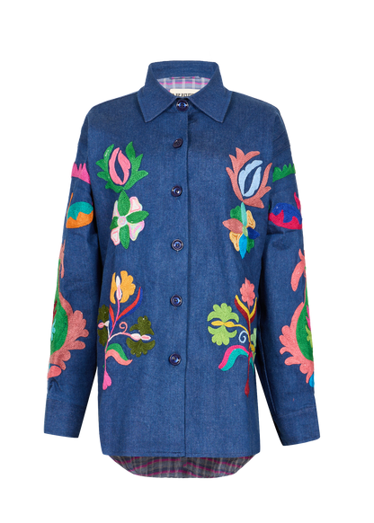 Denim Suzani Overshirt Jacket