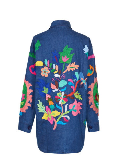 Denim Suzani Overshirt Jacket