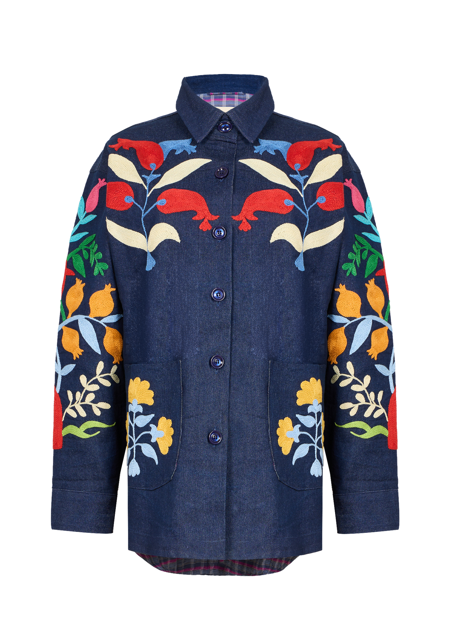 Denim Suzani Overshirt Jacket