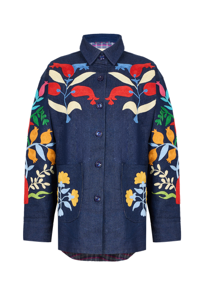 Denim Suzani Overshirt Jacket