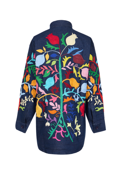 Denim Suzani Overshirt Jacket