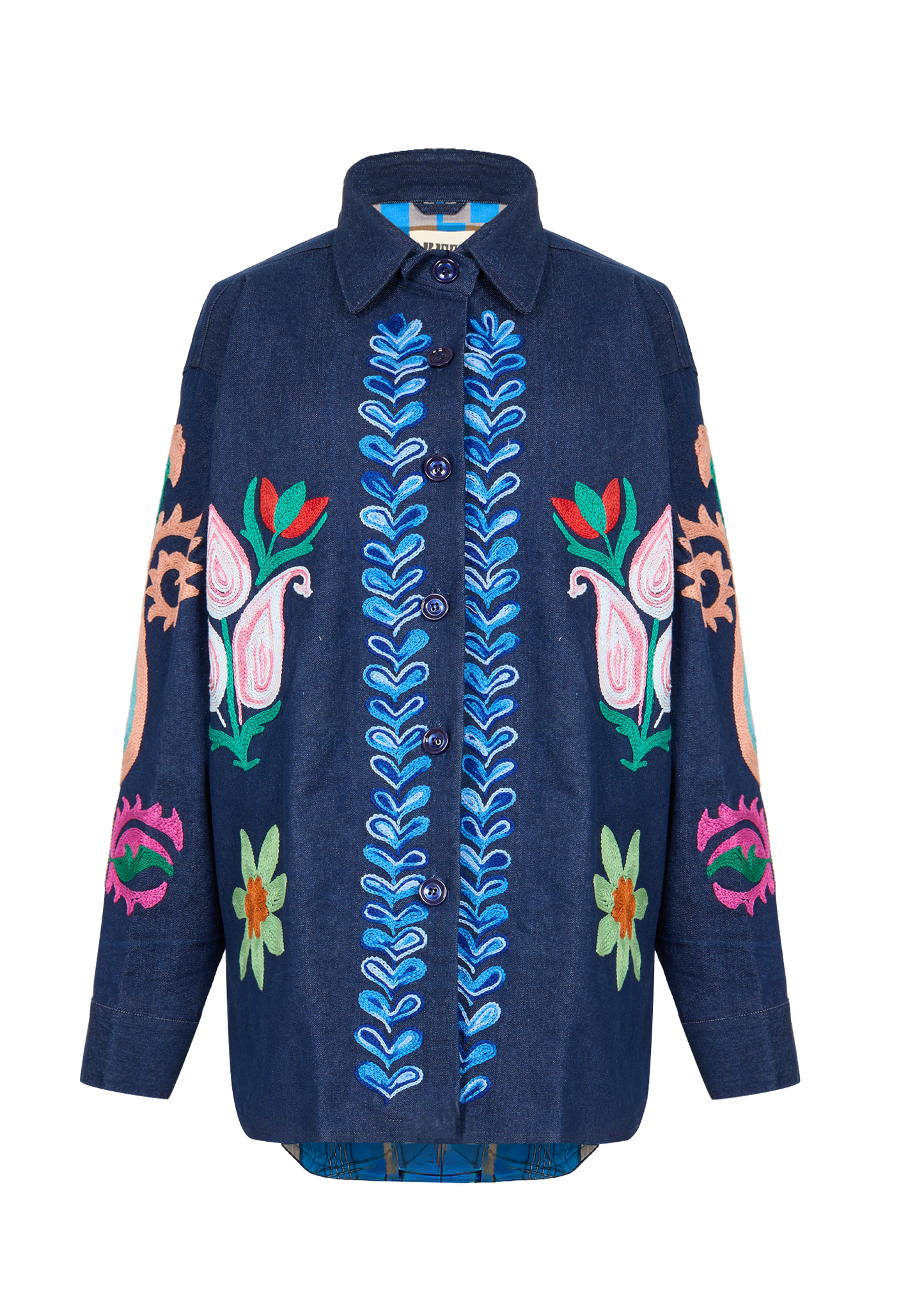 Denim Suzani Overshirt Jacket
