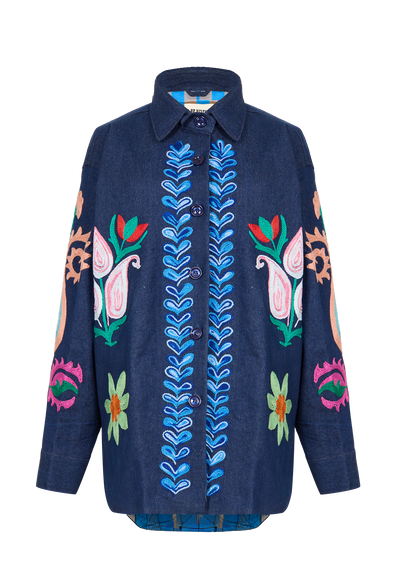 Denim Suzani Overshirt Jacket
