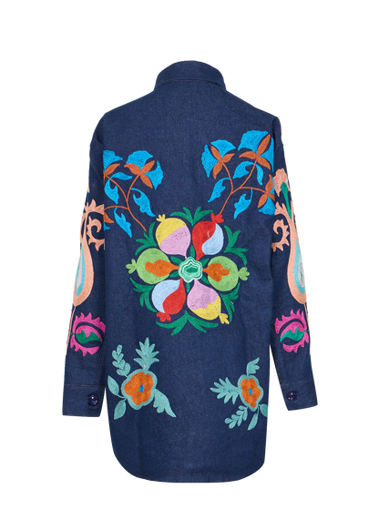 Denim Suzani Overshirt Jacket