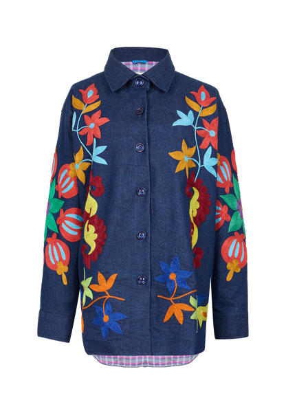 Denim Suzani Overshirt Jacket