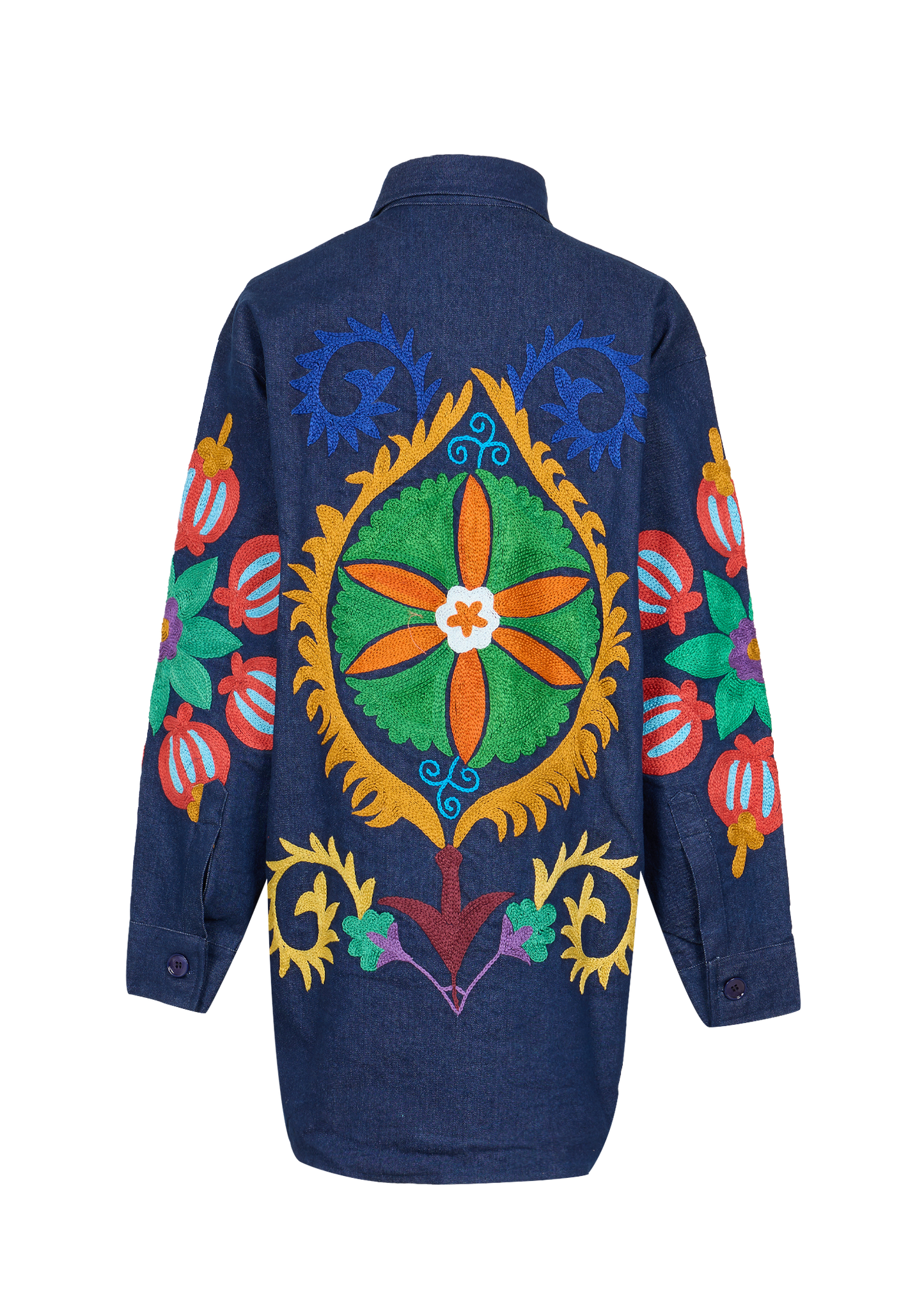 Denim Suzani Overshirt Jacket