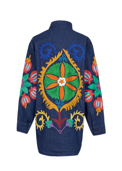 Denim Suzani Overshirt Jacket