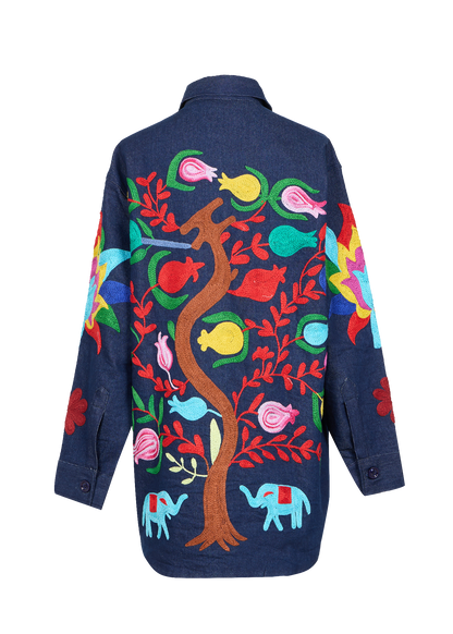 Denim Suzani Overshirt Jacket