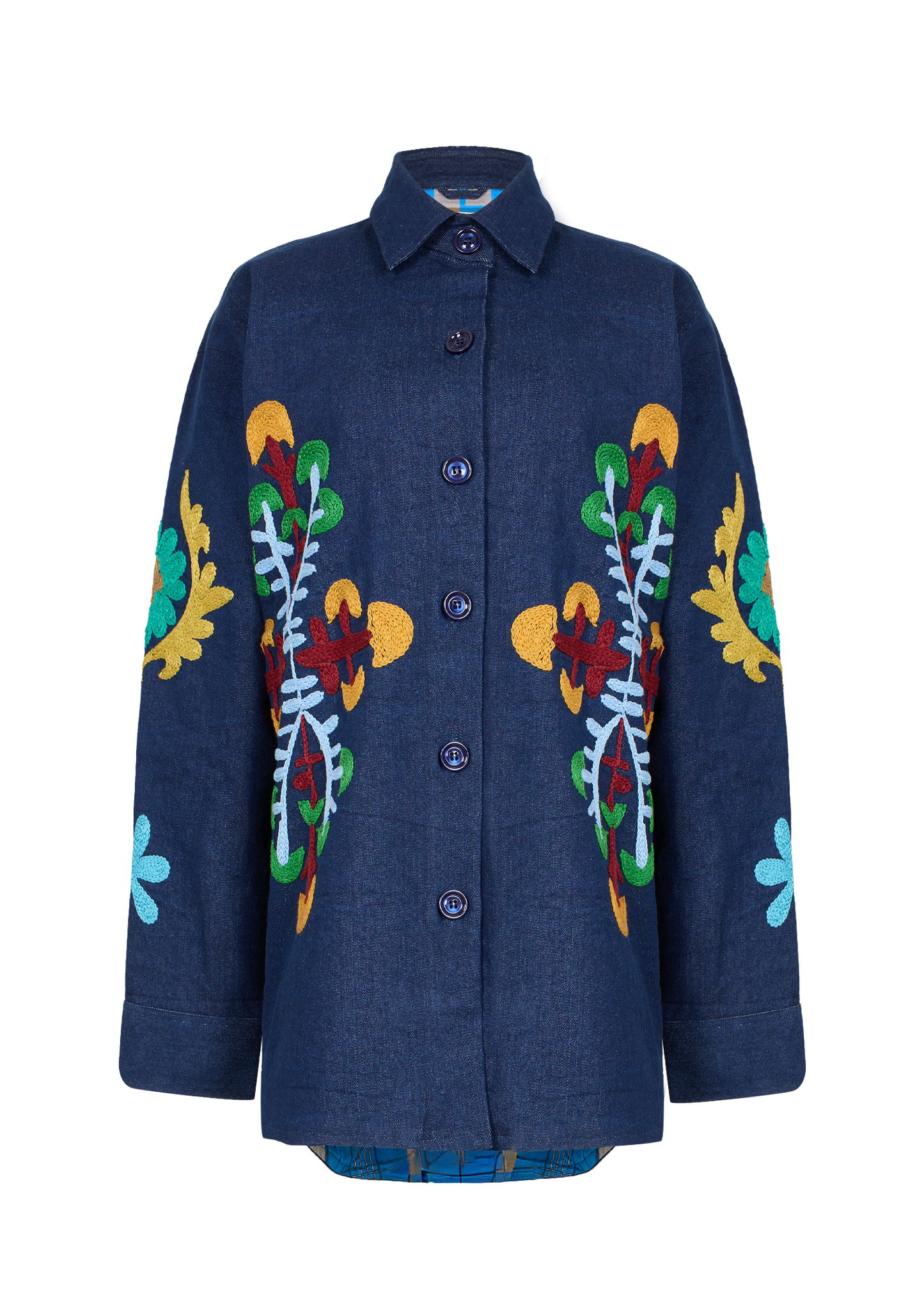 Denim Suzani Overshirt Jacket