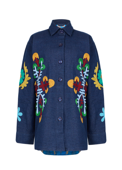 Denim Suzani Overshirt Jacket