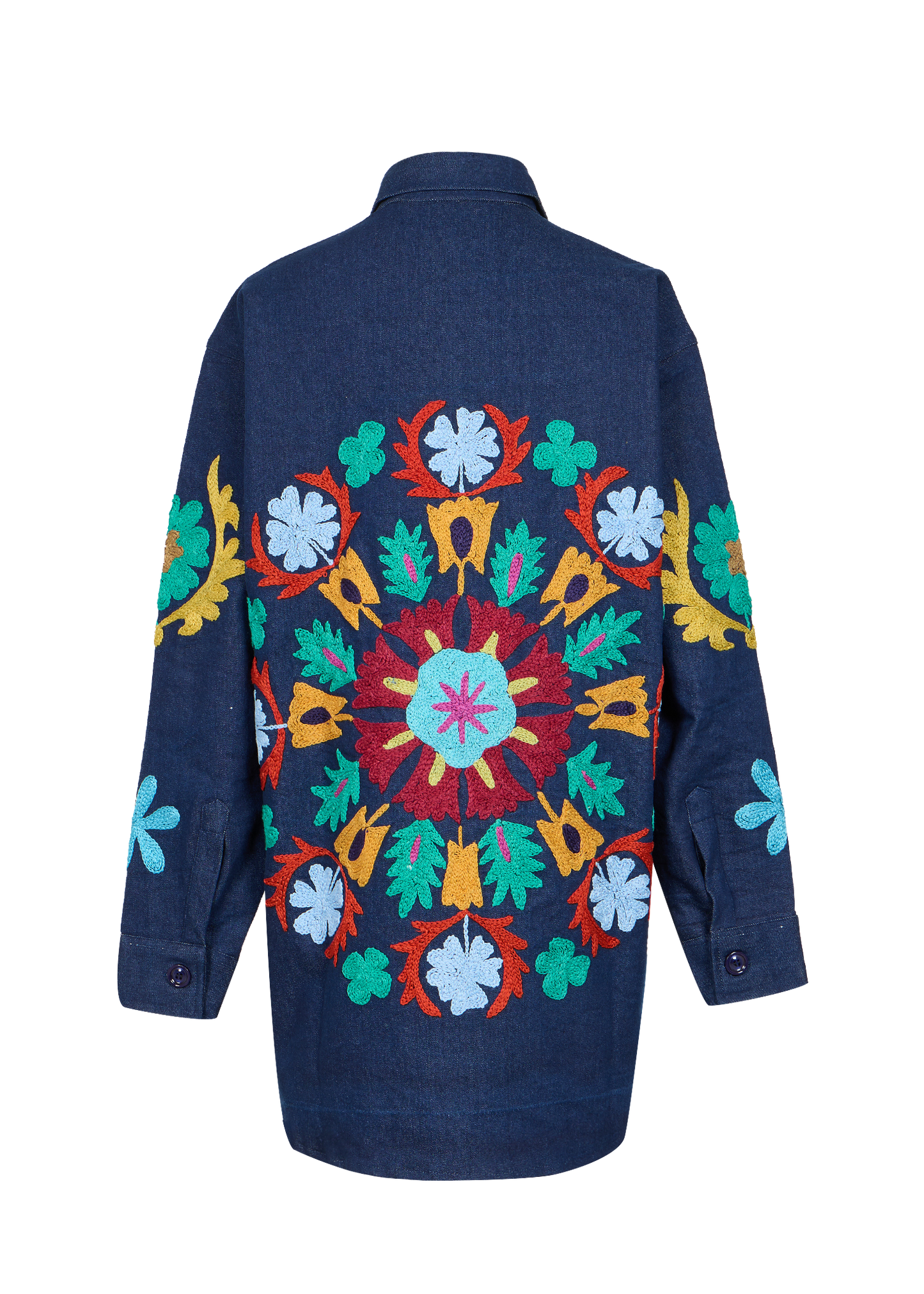 Denim Suzani Overshirt Jacket