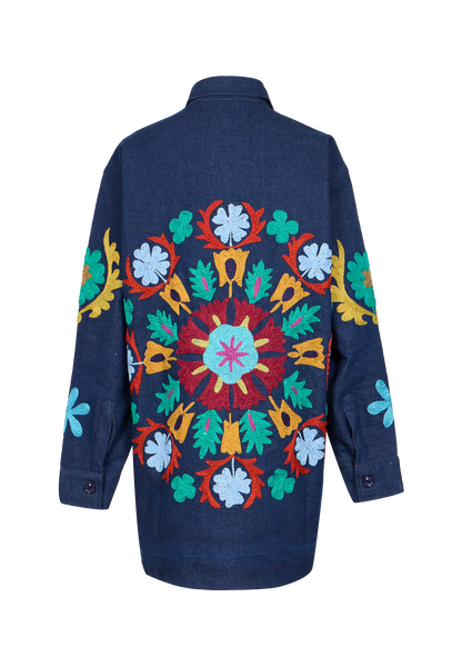Denim Suzani Overshirt Jacket